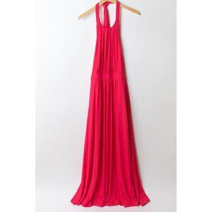 Boden Halter Dress Bright Pink Jersey Knit Maxi Dress Women's Size 6 NEW